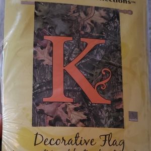 DECORATIVE FLAG EVERGREEN SUEDE CAMOUFLAGE INITIAL